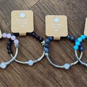 Four new handmade bracelets, moonstone rose quartz amethyst turquoise jasper